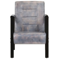 vidaXL Sillón de cuero de cabra real gris 60x80x87 cm