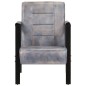 vidaXL Sillón de cuero de cabra real gris 60x80x87 cm