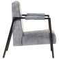 vidaXL Sillón de cuero de cabra real gris 60x80x87 cm