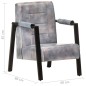 vidaXL Sillón de cuero de cabra real gris 60x80x87 cm