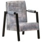 vidaXL Sillón de cuero de cabra real gris 60x80x87 cm