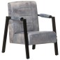 vidaXL Sillón de cuero de cabra real gris 60x80x87 cm