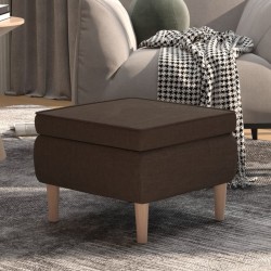 vidaXL Taburete con patas de madera tapizado tela marrón oscuro