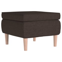 vidaXL Taburete con patas de madera tapizado tela marrón oscuro