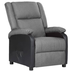 vidaXL Sillón reclinable de cuero sintético y tela gris claro