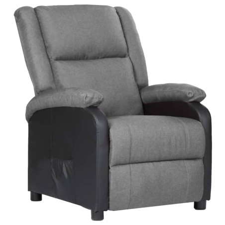 vidaXL Sillón reclinable de cuero sintético y tela gris claro