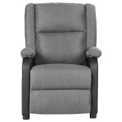 vidaXL Sillón reclinable de cuero sintético y tela gris claro