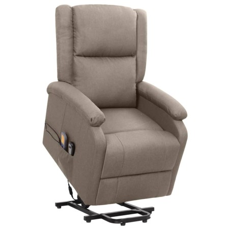 vidaXL Sillón de masaje elevable tela gris taupé