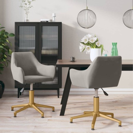 vidaXL Sillas de comedor giratorias 2 uds de terciopelo gris claro