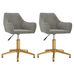 vidaXL Sillas de comedor giratorias 2 uds de terciopelo gris claro
