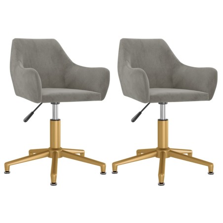 vidaXL Sillas de comedor giratorias 2 uds de terciopelo gris claro