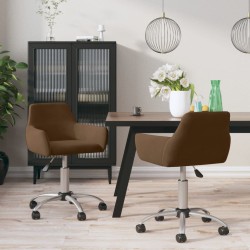 vidaXL Sillas de comedor giratorias 2 unidades terciopelo marrón