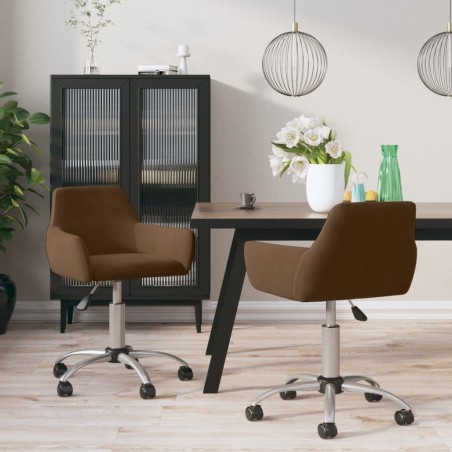 vidaXL Sillas de comedor giratorias 2 unidades terciopelo marrón