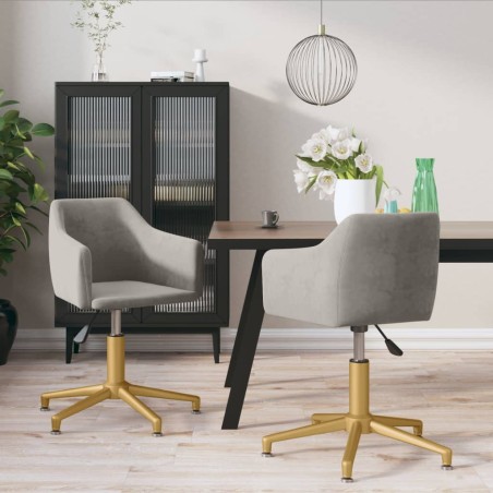 vidaXL Sillas de comedor giratorias 2 uds de terciopelo gris claro