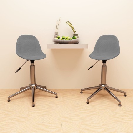 vidaXL Sillas de comedor giratorias 2 unidades tela gris claro