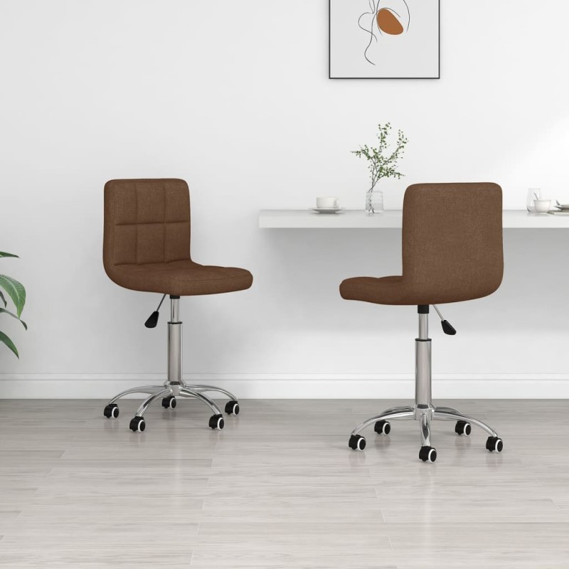 vidaXL Sillas de comedor giratorias 2 unidades tela marrón vidaXL Sillas de comedor giratorias 2 unidades tela marrón