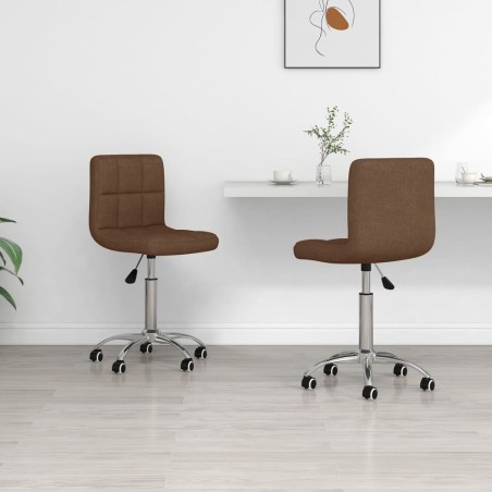 vidaXL Sillas de comedor giratorias 2 unidades tela marrón