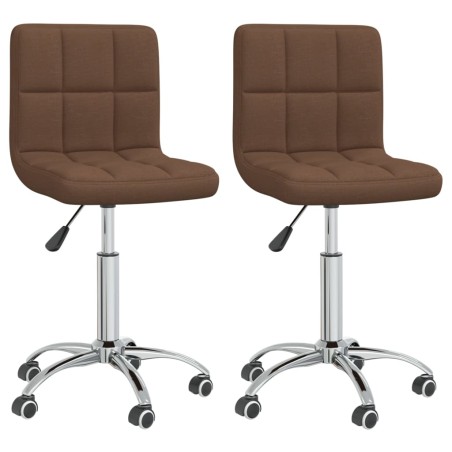 vidaXL Sillas de comedor giratorias 2 unidades tela marrón