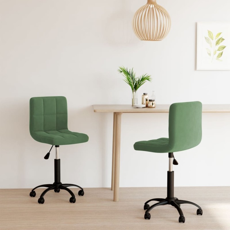 vidaXL Sillas de comedor giratorias 2 unidades terciopelo verde oscuro vidaXL Sillas de comedor giratorias 2 unidades terciopelo verde oscuro