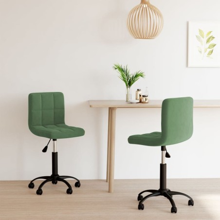 vidaXL Sillas de comedor giratorias 2 unidades terciopelo verde oscuro
