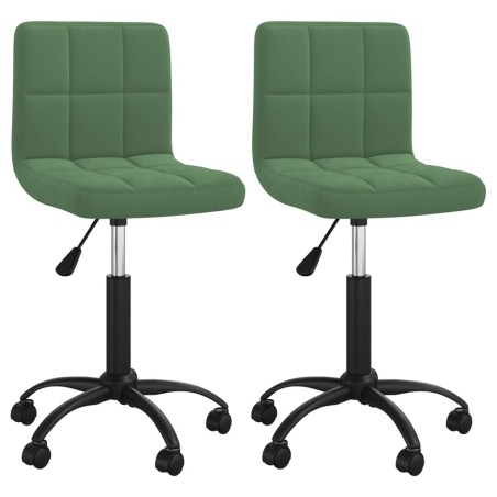 vidaXL Sillas de comedor giratorias 2 unidades terciopelo verde oscuro
