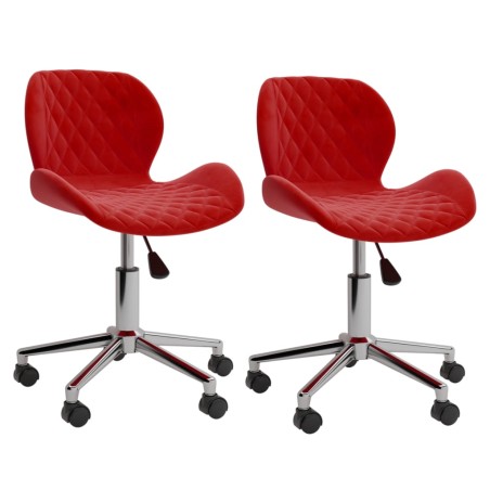 vidaXL Sillas de comedor giratorias 2 unidades terciopelo rojo tinto
