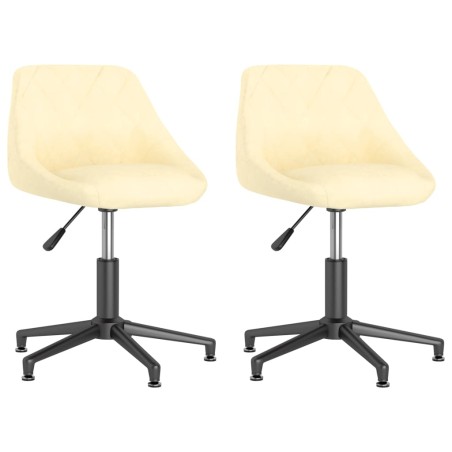 vidaXL Sillas de comedor giratorias 2 uds terciopelo crema