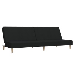 vidaXL Sofá cama de 2 plazas tela negro
