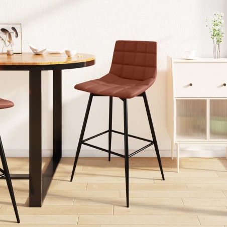vidaXL Taburete de cocina de cuero sintético marrón