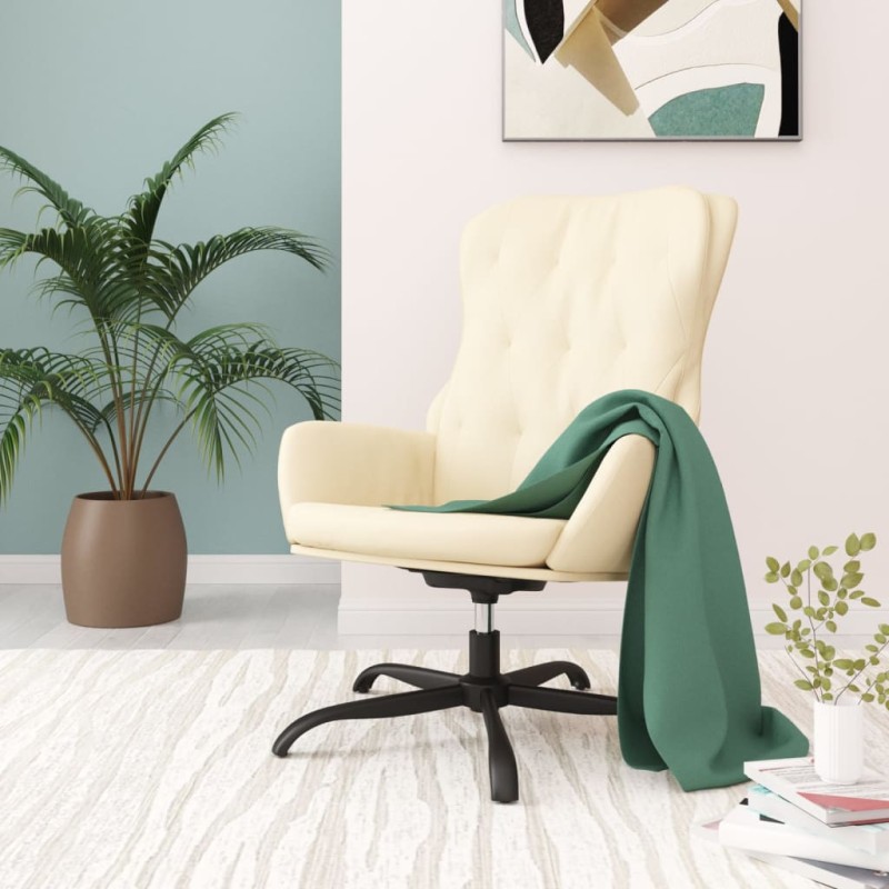 vidaXL Sillón de relax de cuero sintético crema vidaXL Sillón de relax de cuero sintético crema
