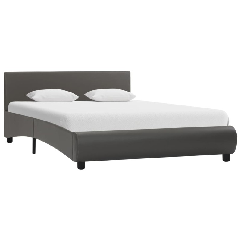 vidaXL Estructura de cama de cuero sintético gris 120x200 cm vidaXL Estructura de cama de cuero sintético gris 120x200 cm