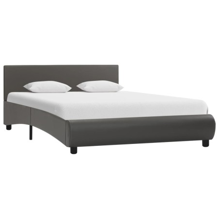 vidaXL Estructura de cama de cuero sintético gris 120x200 cm