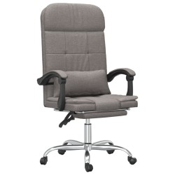 vidaXL Silla de oficina reclinable con masaje tela gris taupé