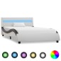 vidaXL Estructura cama con LED cuero sintético blanco negro 90x200 cm vidaXL Estructura cama con LED cuero sintético blanco negro 90x200 cm