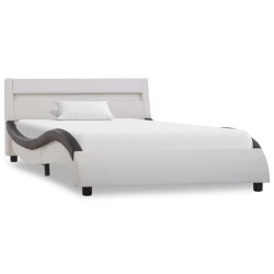 vidaXL Estructura cama con LED cuero sintético blanco negro 90x200 cm   