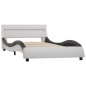 vidaXL Estructura cama con LED cuero sintético blanco negro 90x200 cm vidaXL Estructura cama con LED cuero sintético blanco negro 90x200 cm