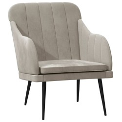 vidaXL Sillón de terciopelo gris claro 63x76x80 cm