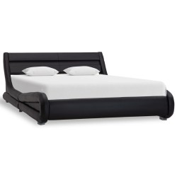 vidaXL Estructura de cama con LED de cuero sintético negro 140x200 cm 