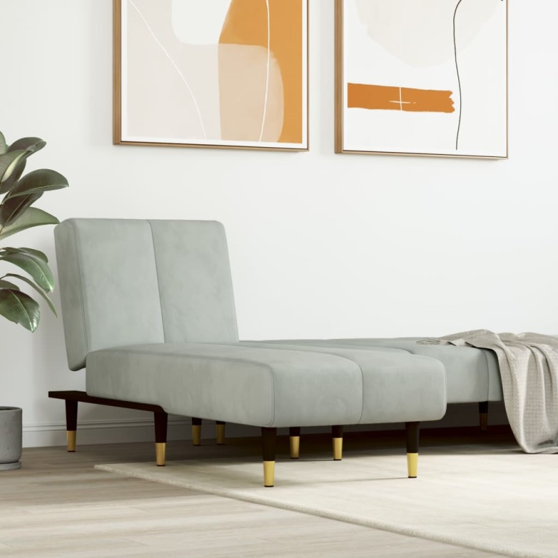 vidaXL Sofá diván de terciopelo gris claro vidaXL Sofá diván de terciopelo gris claro