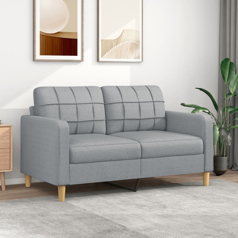 vidaXL Sofá de 2 plazas de tela gris claro 140 cm vidaXL Sofá de 2 plazas de tela gris claro 140 cm