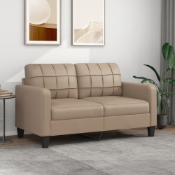 vidaXL Sofá de 2 plazas de cuero sintético color capuchino 140 cm