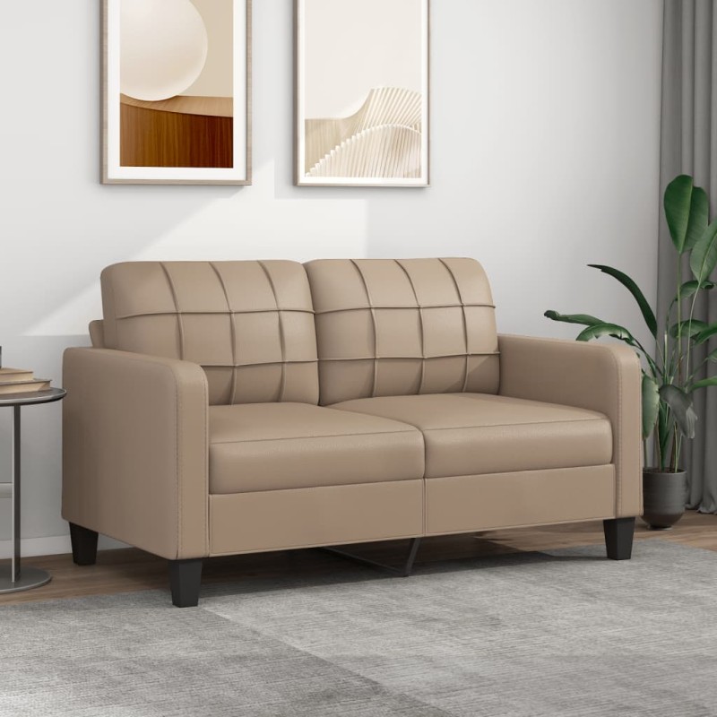 vidaXL Sofá de 2 plazas de cuero sintético color capuchino 140 cm vidaXL Sofá de 2 plazas de cuero sintético color capuchino 140 cm
