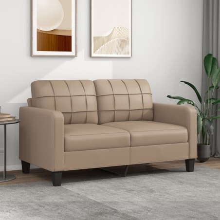 vidaXL Sofá de 2 plazas de cuero sintético color capuchino 140 cm