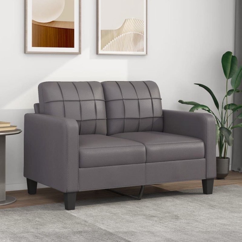 vidaXL Sofá de 2 plazas de cuero sintético gris 120 cm vidaXL Sofá de 2 plazas de cuero sintético gris 120 cm