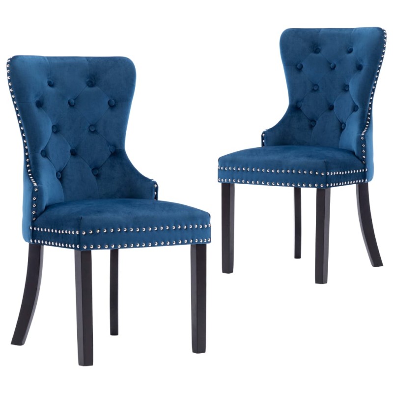 vidaXL Sillas de comedor 2 unidades terciopelo azul 