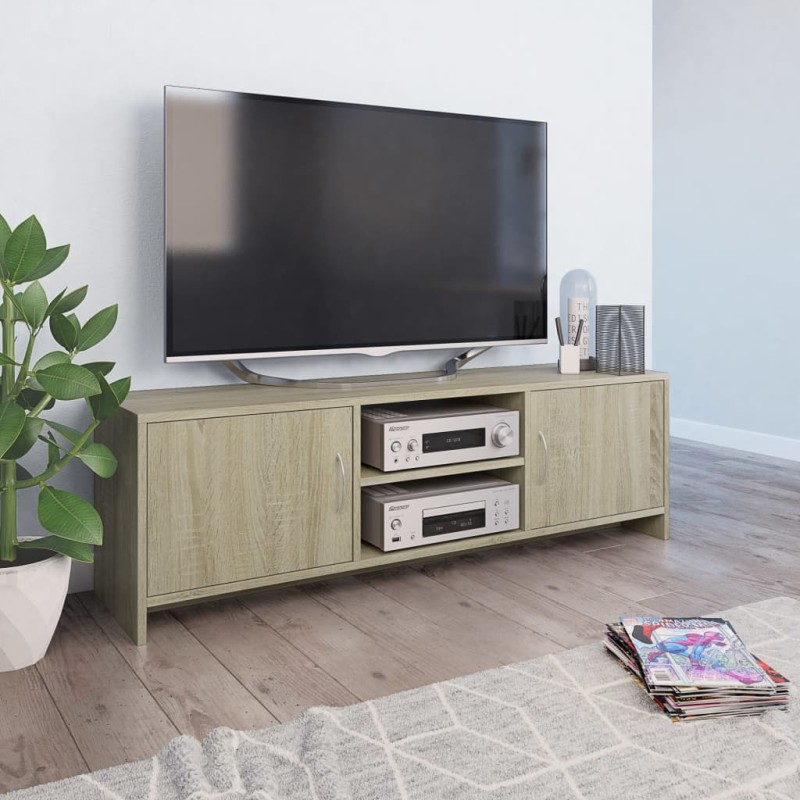 vidaXL Mueble de TV madera contrachapada color roble 120x30x37,5cm vidaXL Mueble de TV madera contrachapada color roble 120x30x37,5cm