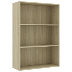vidaXL Estantería de 3 niveles madera contrachapada roble 80x30x114cm
