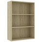 vidaXL Estantería de 3 niveles madera contrachapada roble 80x30x114cm vidaXL Estantería de 3 niveles madera contrachapada roble 80x30x114cm