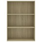 vidaXL Estantería de 3 niveles madera contrachapada roble 80x30x114cm vidaXL Estantería de 3 niveles madera contrachapada roble 80x30x114cm