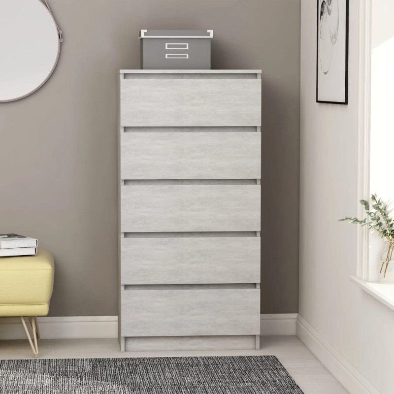 vidaXL Aparador con cajones contrachapada gris hormigón 60x35x121 cm vidaXL Aparador con cajones contrachapada gris hormigón 60x35x121 cm